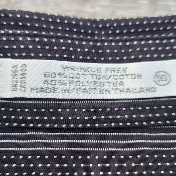 Foxcroft black button down shirt with striped dotted print size 10 - Picture 5 of 9